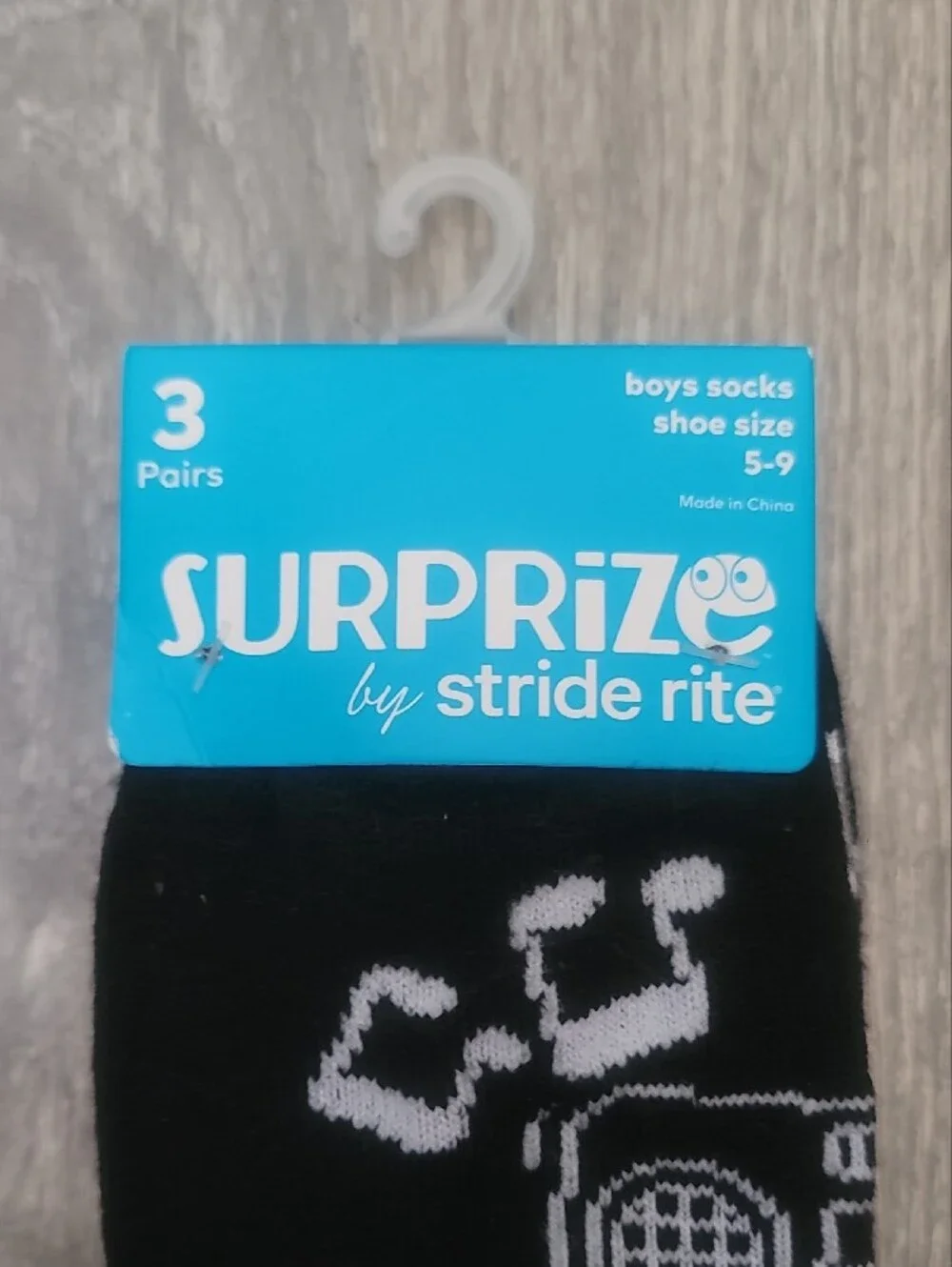 Stride Rite Boys Black Novelty Pizza Rocket Peace Stars Casual Socks - 3 Pairs
